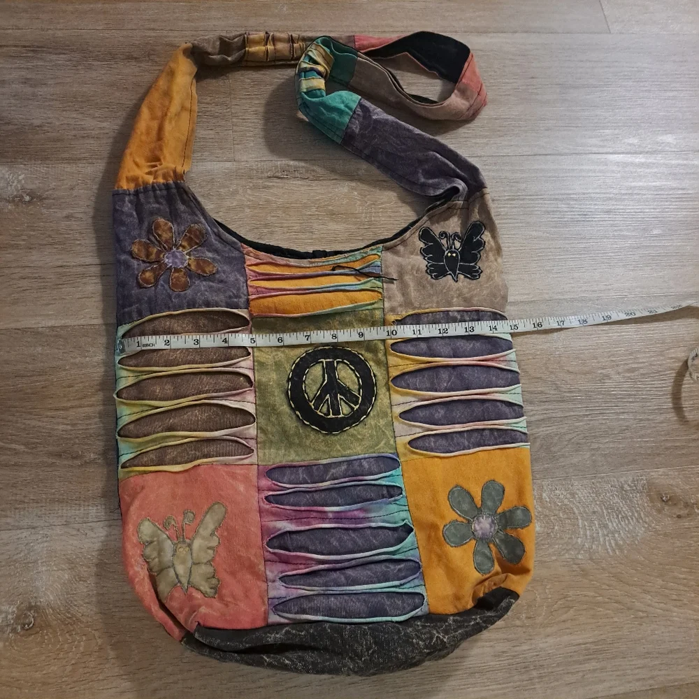 Hippie Boho Multicolored Patchwork Shoulder Crossbody Fabric Bag